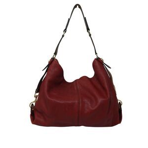 Antonio Melani Red Leather Slouchy Shoulder Bag Purse